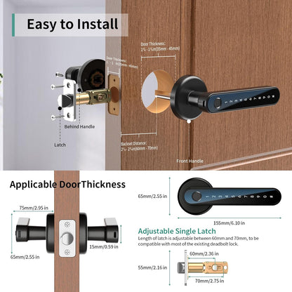 Fingerprint Smart Door Lock with Keypad & Handle