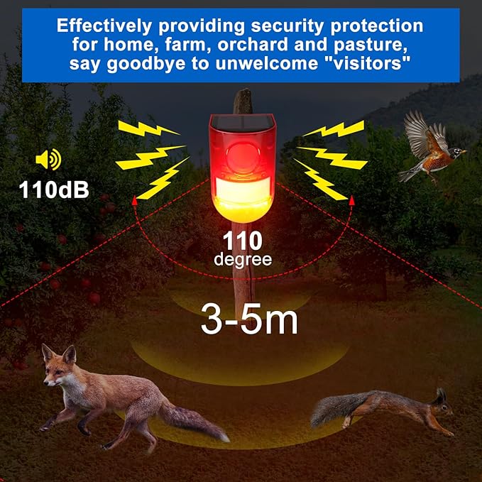 Solar Motion Sensor Detector Alarm with LED Light