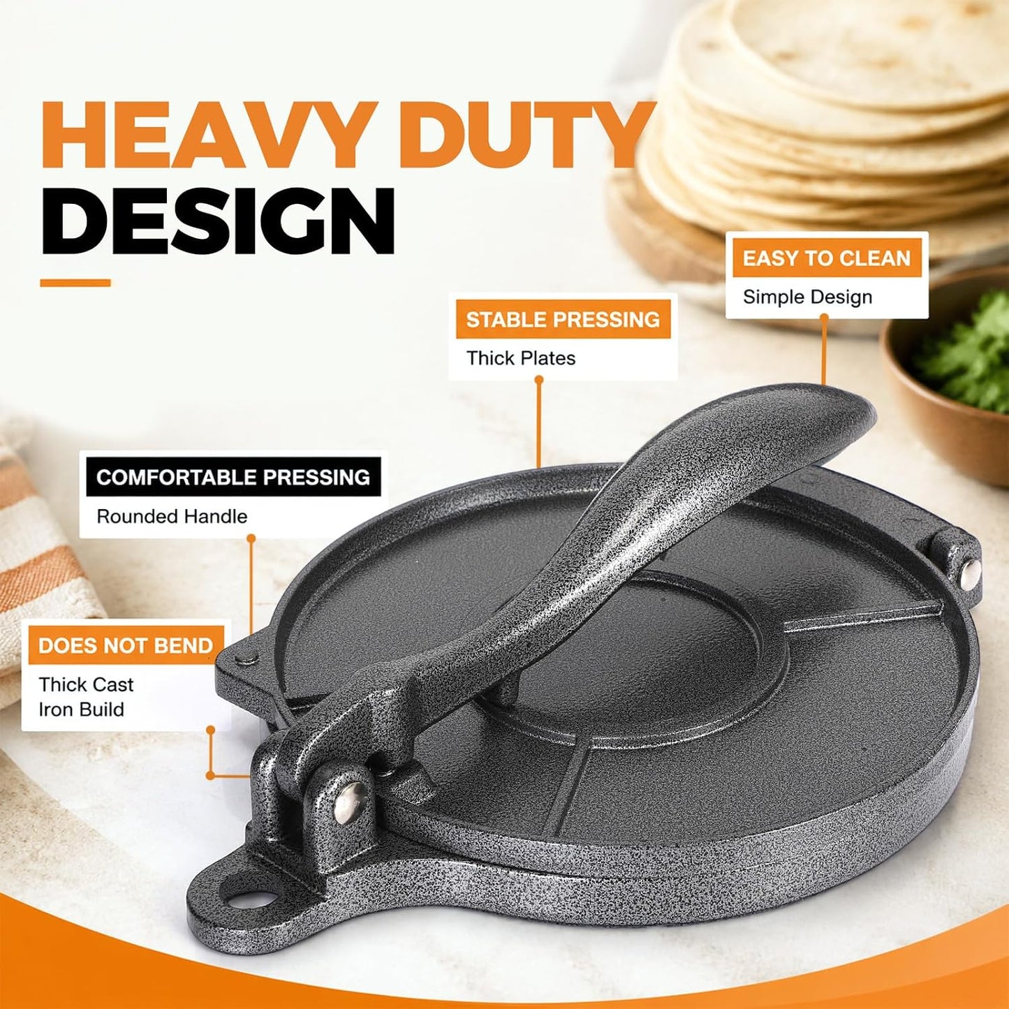 Heavy-Duty 8-Inch Tortilla Press