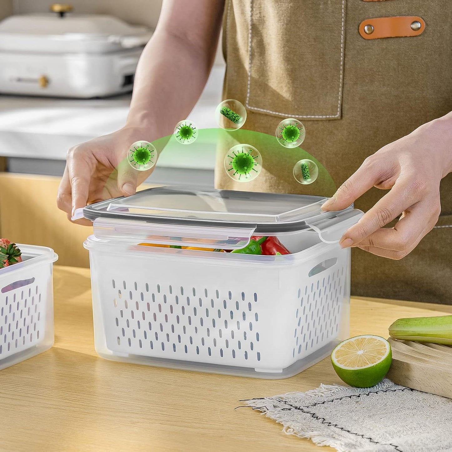 3 Sets Large Fruit Containers for Fridge