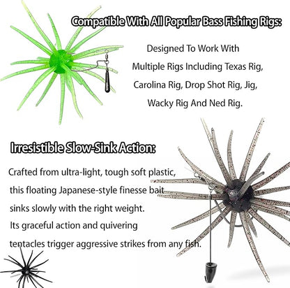 Floating Sea Urchin Soft Lures 6 Pack Set