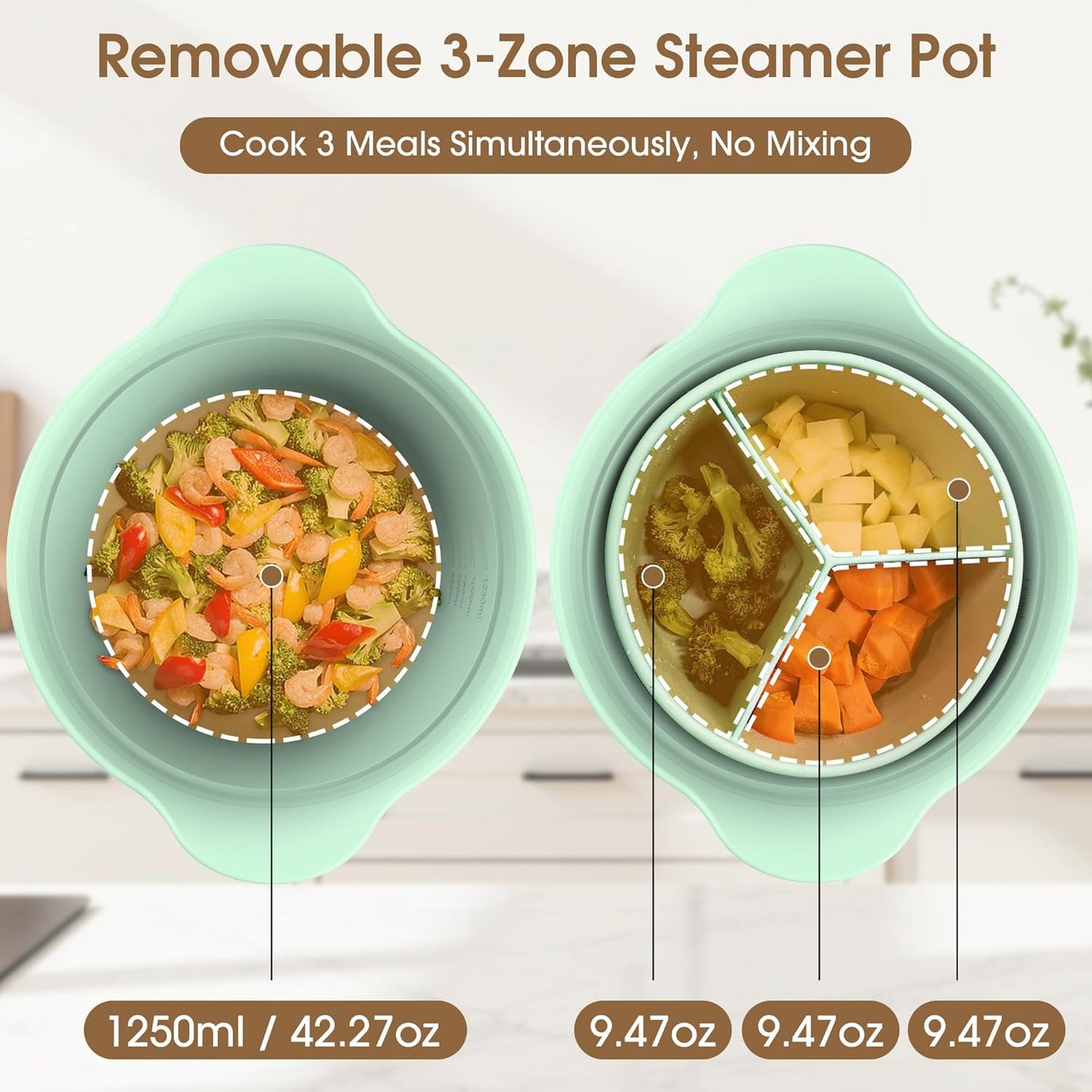 Large Divided Silicone Microwave Steamer