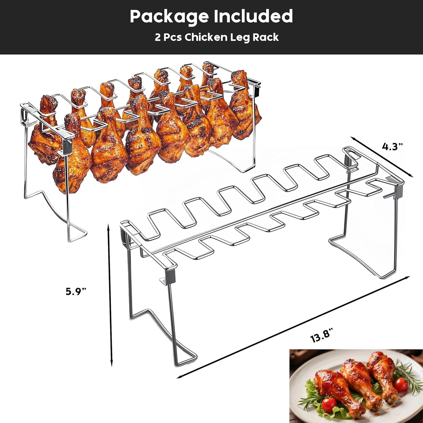 2-Piece Set Professional Grade Stainless Steel Chicken Drumstick Holder