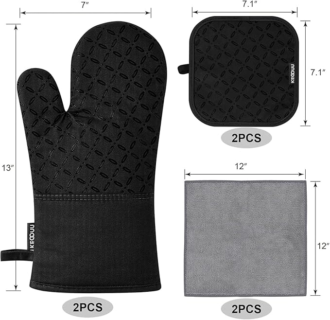 Non-slip Silicone Heat Resistant Oven Glove Set