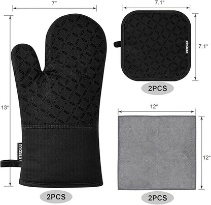 Non-slip Silicone Heat Resistant Oven Glove Set