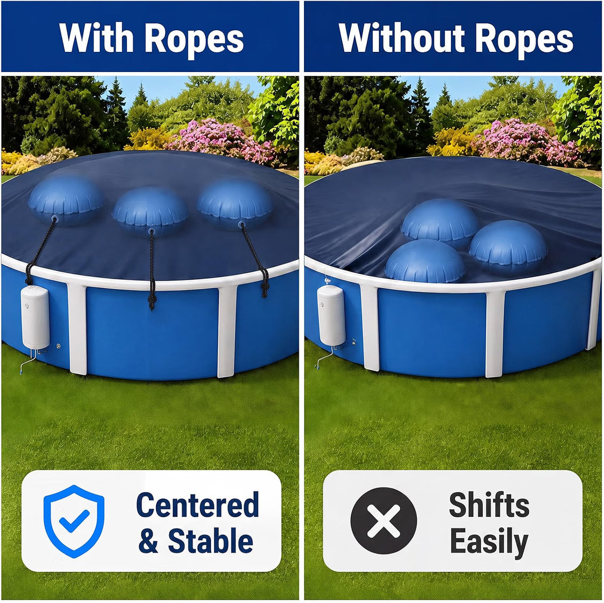 Inflatable Pool Cover Air Pillow with Two 3 m Tie Ropes