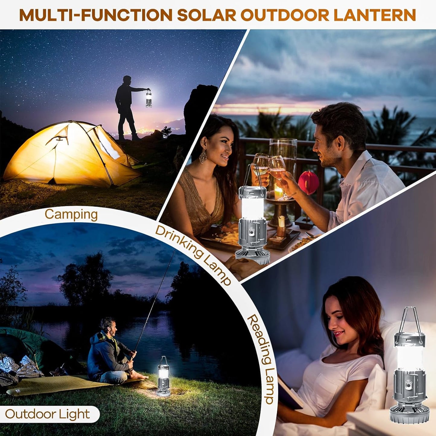 6 in 1 Portable Outdoor Led Camping Lantern with Fan