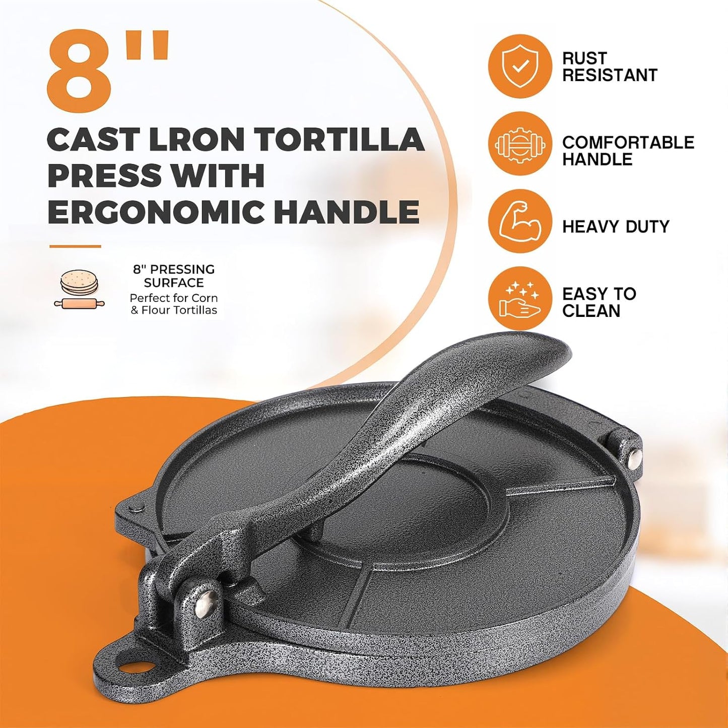 Heavy-Duty 8-Inch Tortilla Press
