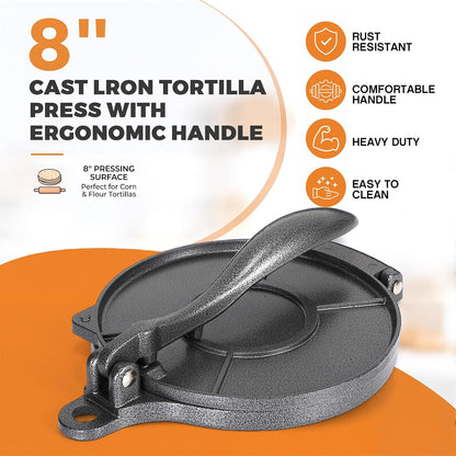 Heavy-Duty 8-Inch Tortilla Press