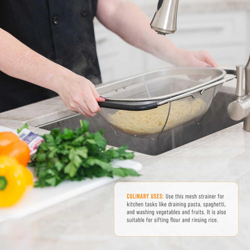 Over the Sink Colander Strainer Basket Stainless Steel