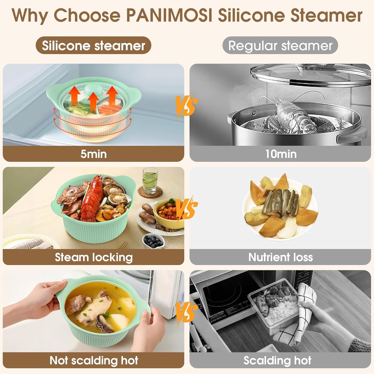 Large Divided Silicone Microwave Steamer