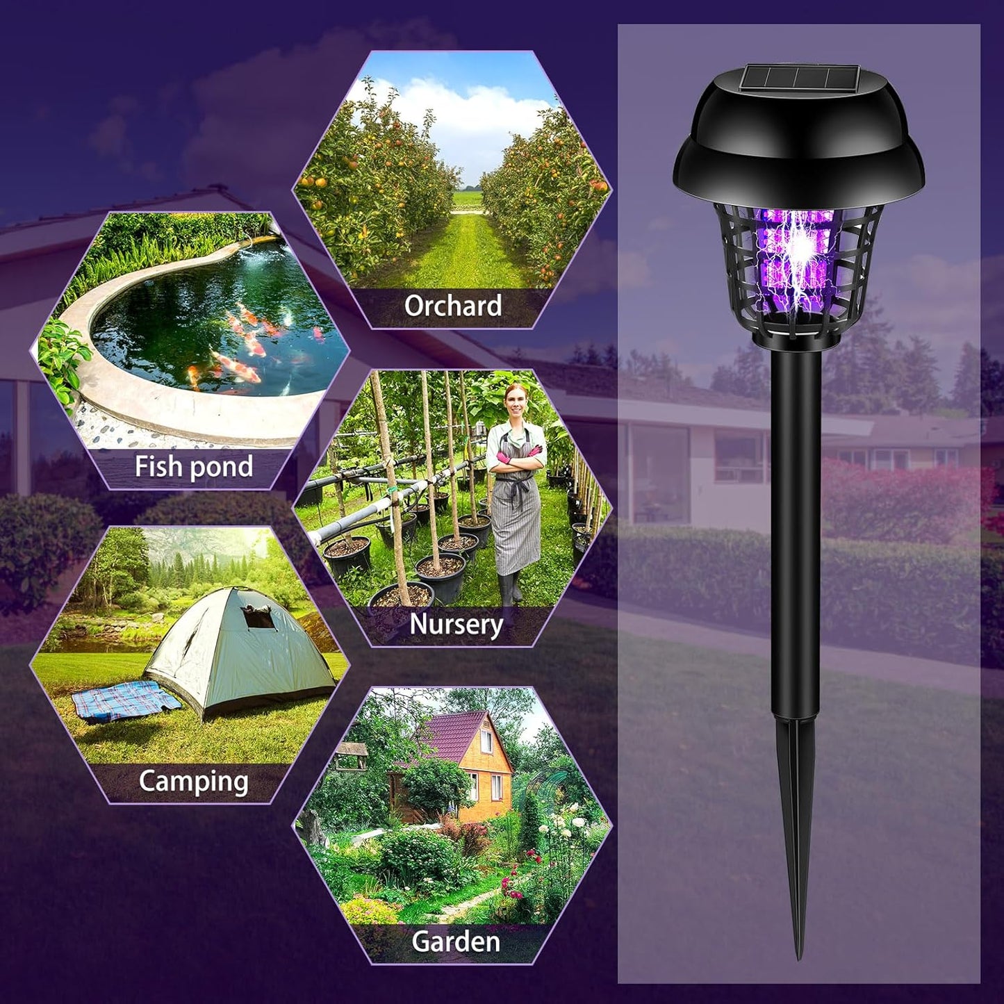 Solar Powered Stake Mosquito Killer Lamp 2 Pack