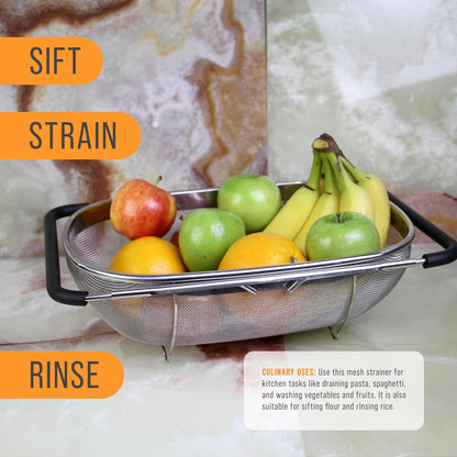 Over the Sink Colander Strainer Basket Stainless Steel
