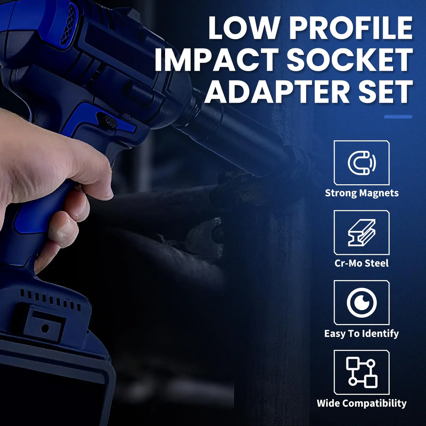 🔥 Heavy-Duty Low Profile Impact Socket Adapter Set（4 Pcs）