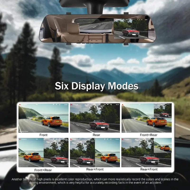 10-Inch Dual-View Rearview Mirror Dash Camera
