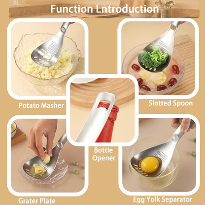 430 Stainless Steel Multi-Use Kitchen Spoon for Straining and Mashing