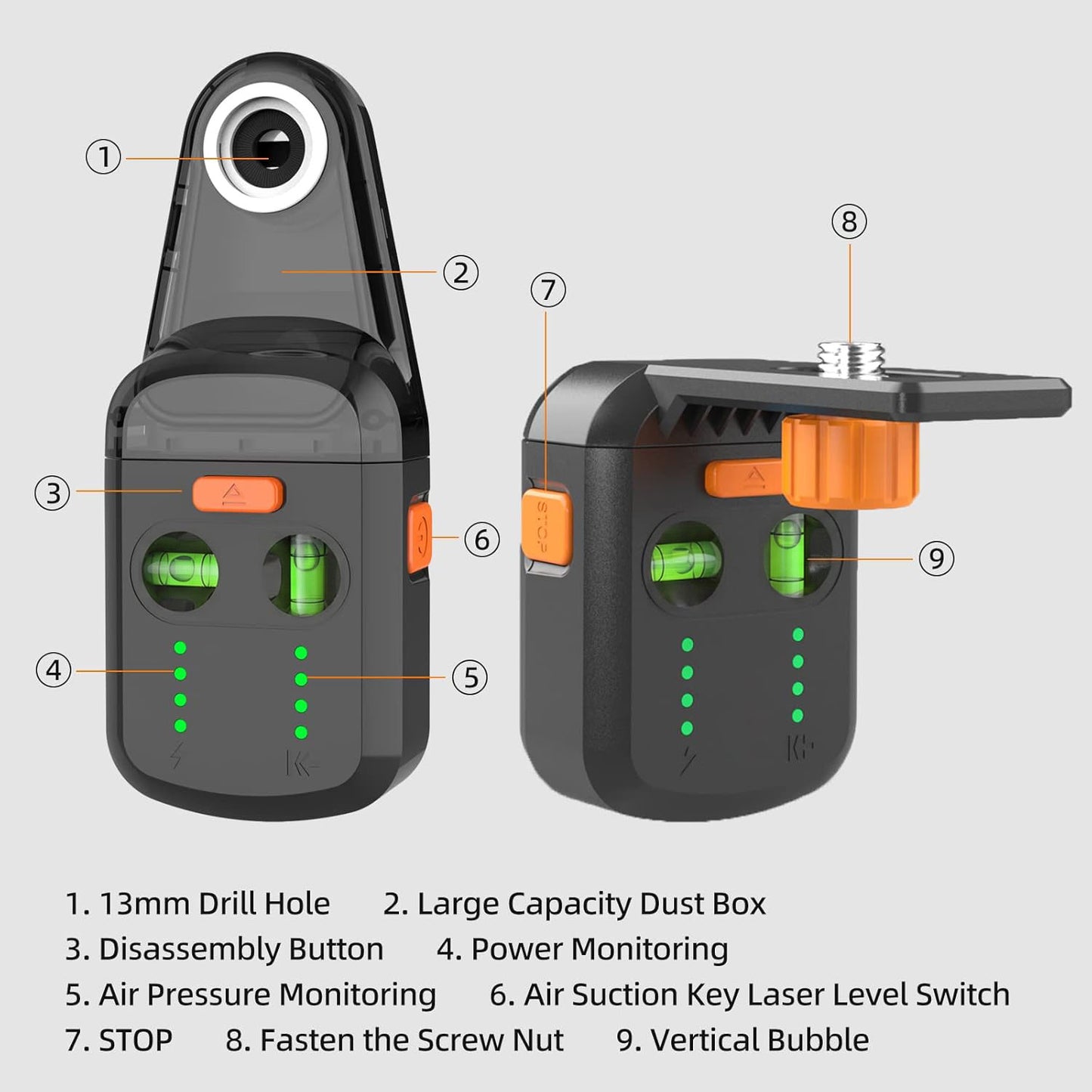 3-in-1 Laser Level Tool with Dust Collector and Wall Bracket