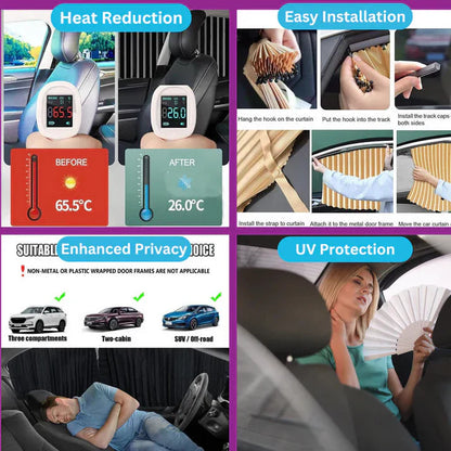 Magnetic Car Curtains For All Car Windows 4 Pack Set
