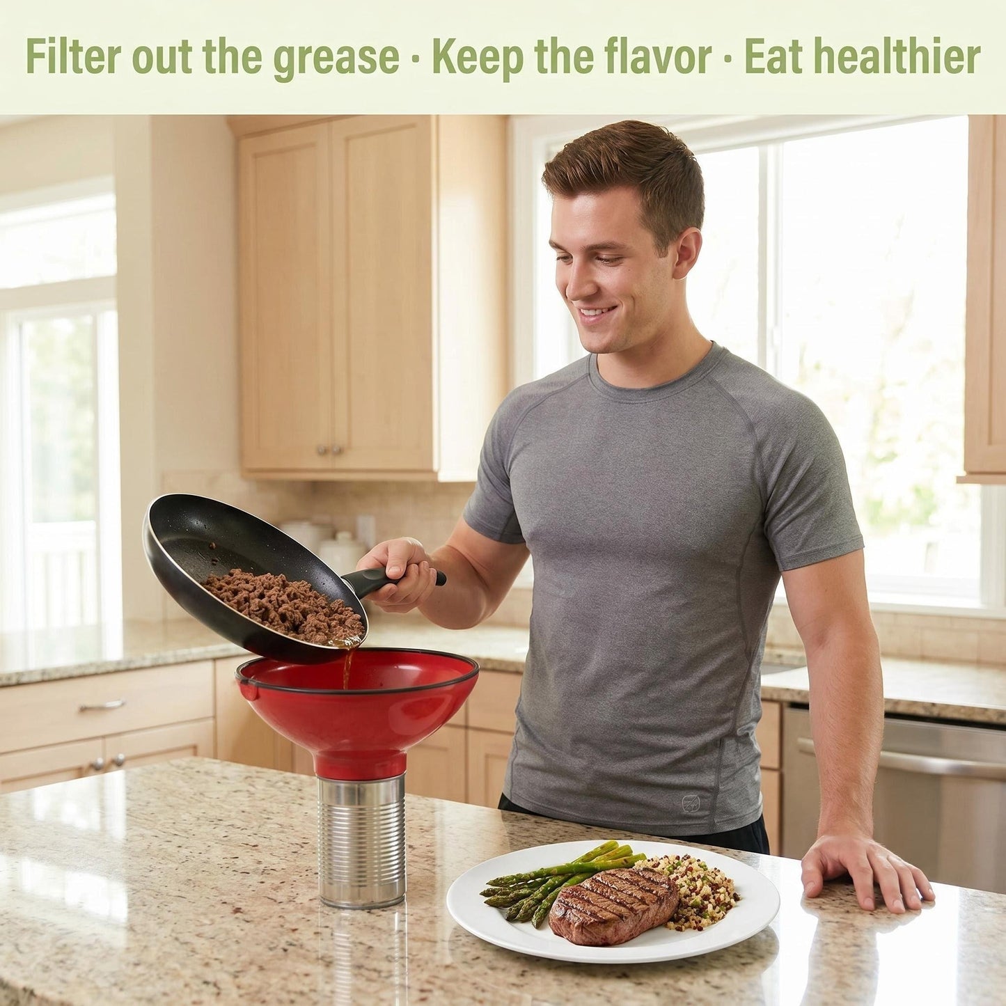 🔥BUY 1 GET 1 FREE🎁Ultimate Grease Drainer & Food Strainer