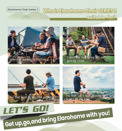 Elarohome S2 | 2-in-1 Portable Folding Seat & Walking Stick