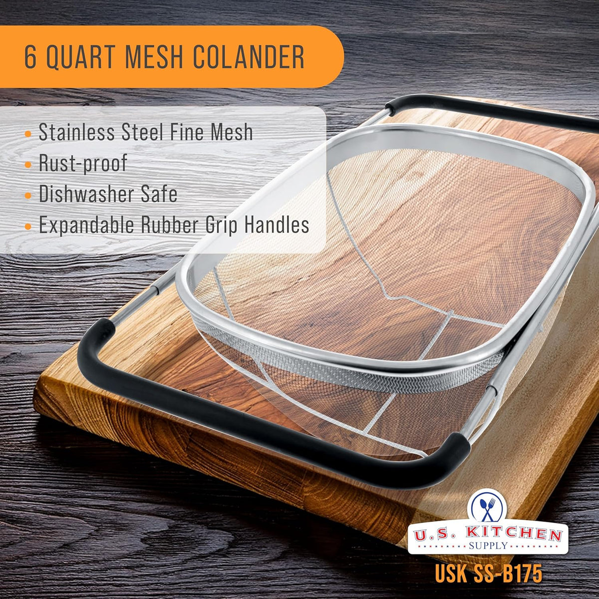 Over the Sink Colander Strainer Basket Stainless Steel