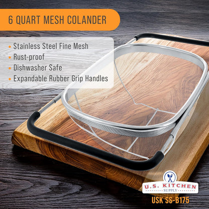 Over the Sink Colander Strainer Basket Stainless Steel