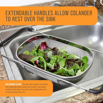 Over the Sink Colander Strainer Basket Stainless Steel