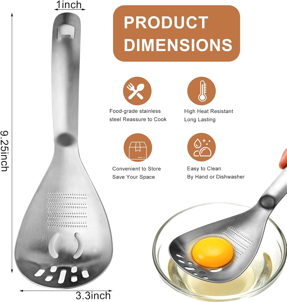 430 Stainless Steel Multi-Use Kitchen Spoon for Straining and Mashing