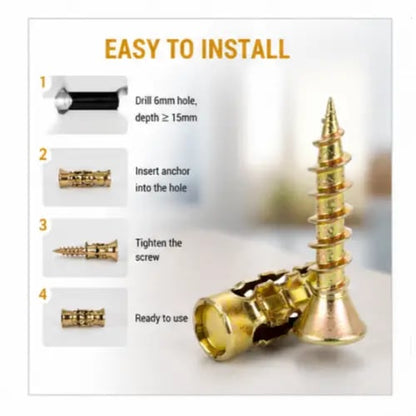 100 PCS🔩 6×14mm Short Expansion Screw Set for Cabinet Hinge Repair & Stripped Thread Restoration