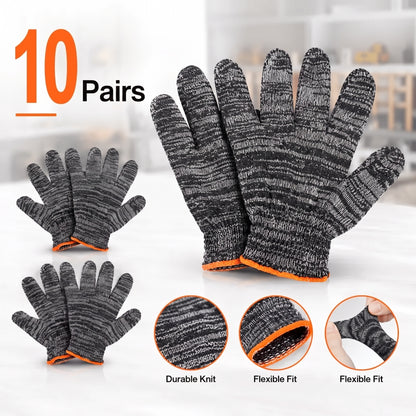 10 Pairs Knitted Durable Protective Work Gloves
