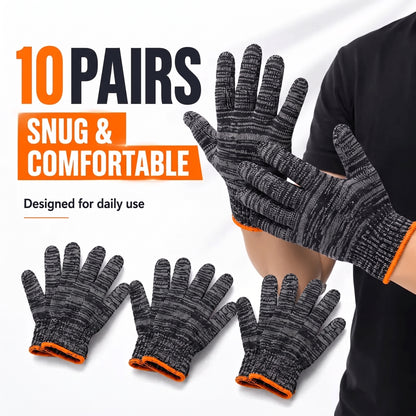 10 Pairs Knitted Durable Protective Work Gloves