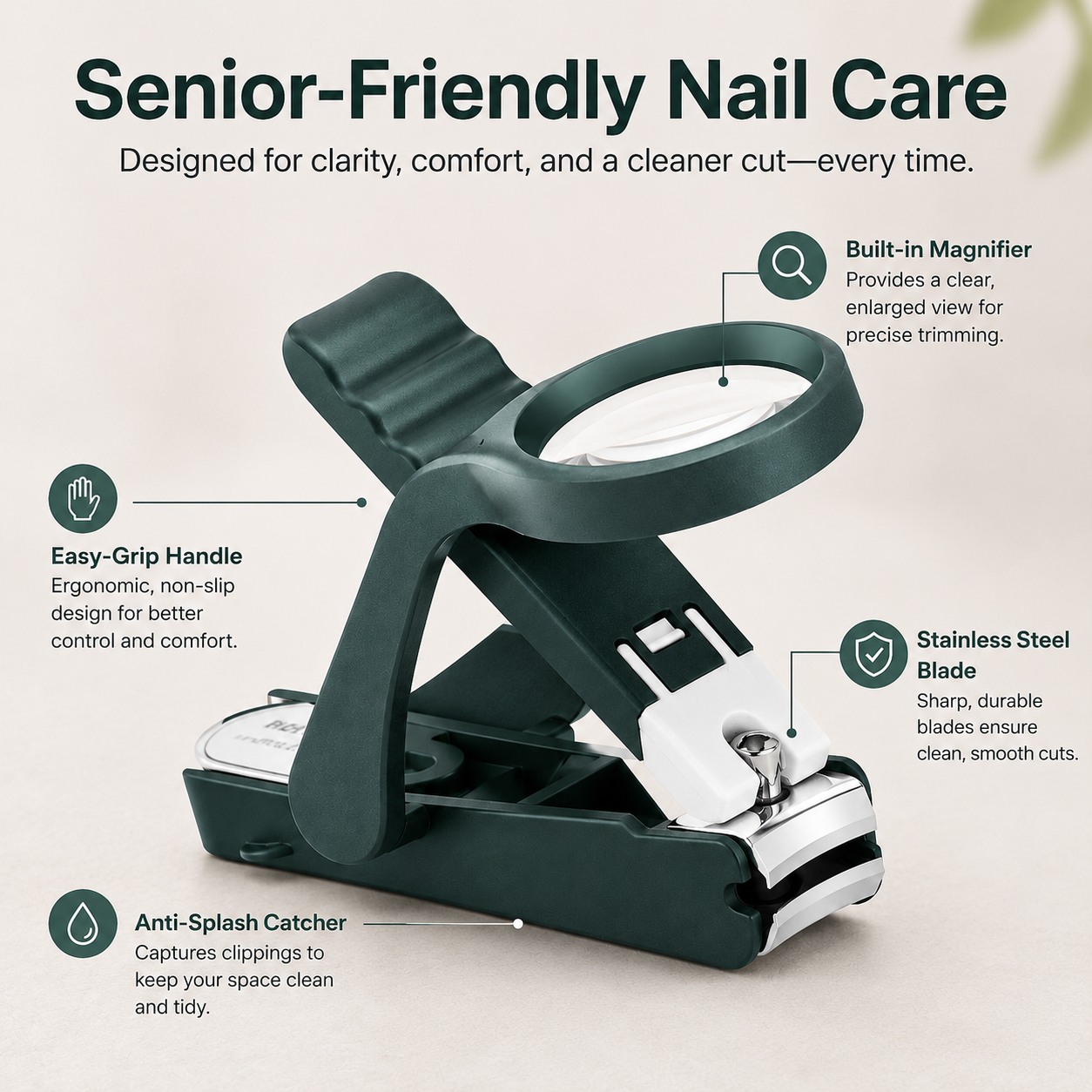Magnifying Nail Clippers Set for Seniors