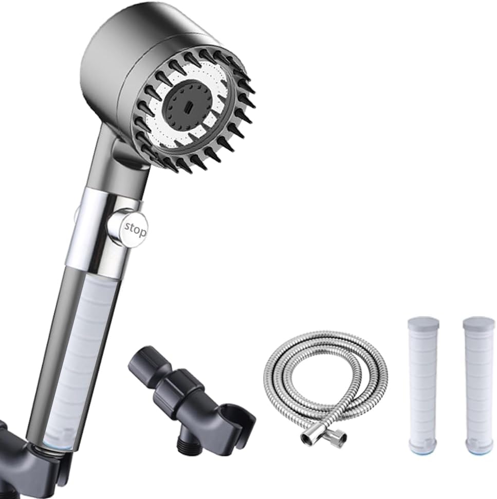 Shower Head with Handheld. Shower Heads High Pressure.3 Modes Filtered Showerhead Water Saving with 59″Replacement Hose/Bracket/Cotton Filters