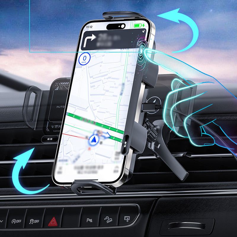 15W Wireless Charging Car Mount for Phones – 90° Rotation. Stable & Adjustable