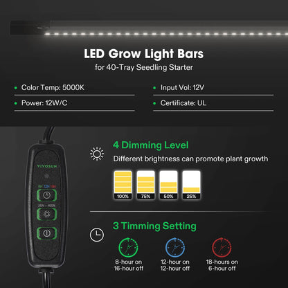 2-Pack Seed Starter Tray with Grow Light