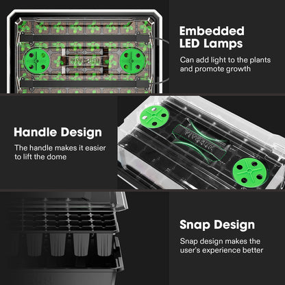 2-Pack Seed Starter Tray with Grow Light