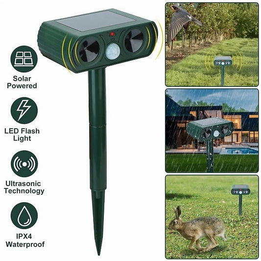 Elarohome Solar Ultrasonic Animal Repeller for Dogs, Cats, Raccoons