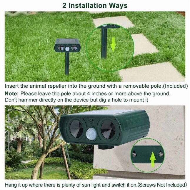 Elarohome Solar Ultrasonic Animal Repeller for Dogs, Cats, Raccoons