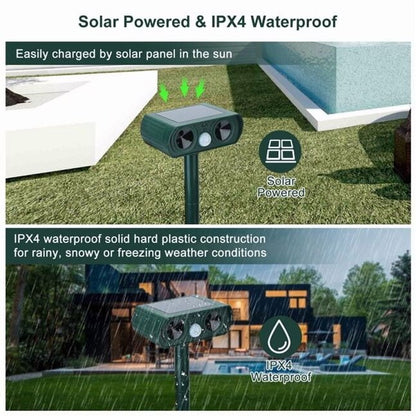 Elarohome Solar Ultrasonic Animal Repeller for Dogs, Cats, Raccoons