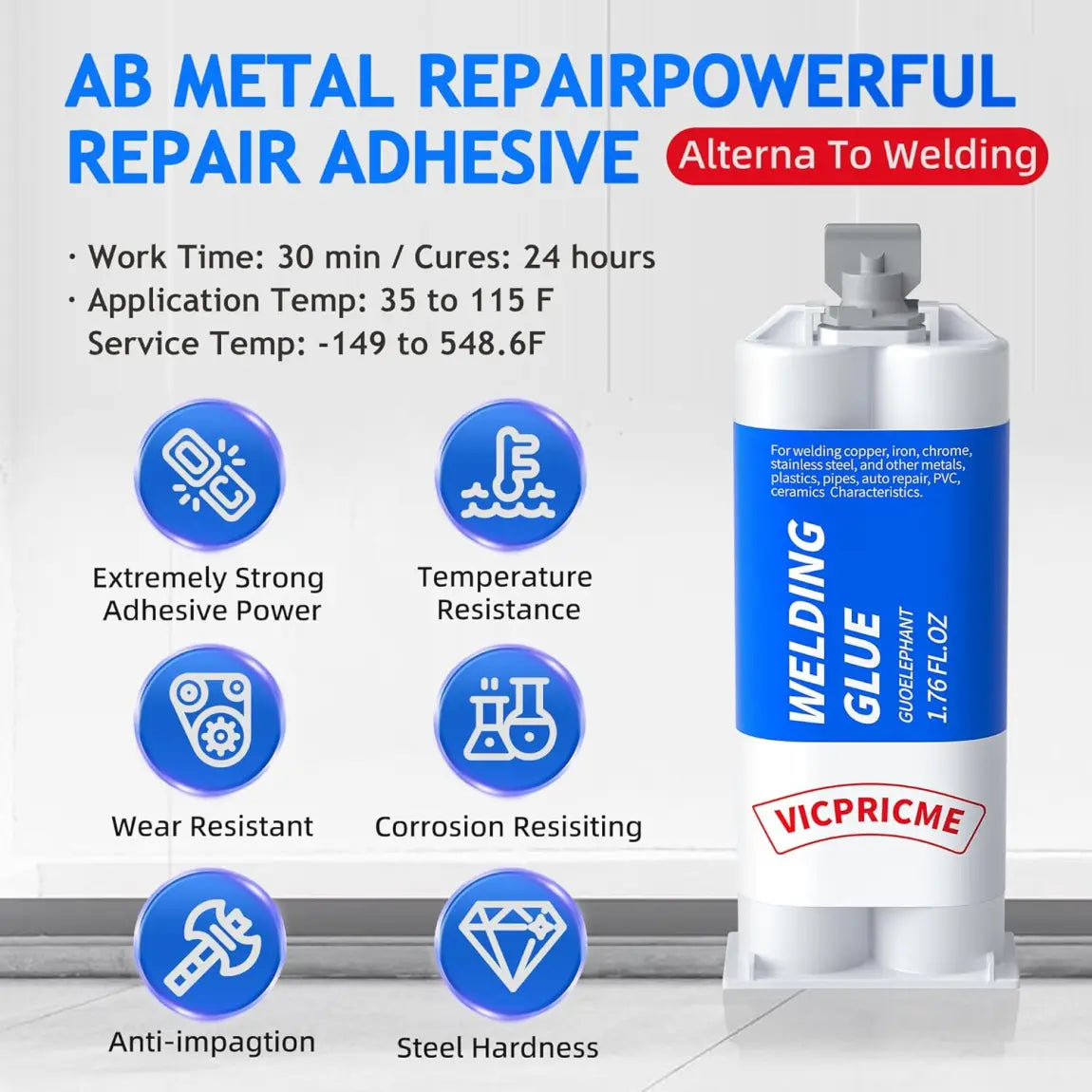 Heavy-Duty Waterproof Metal Glue – 3PCS