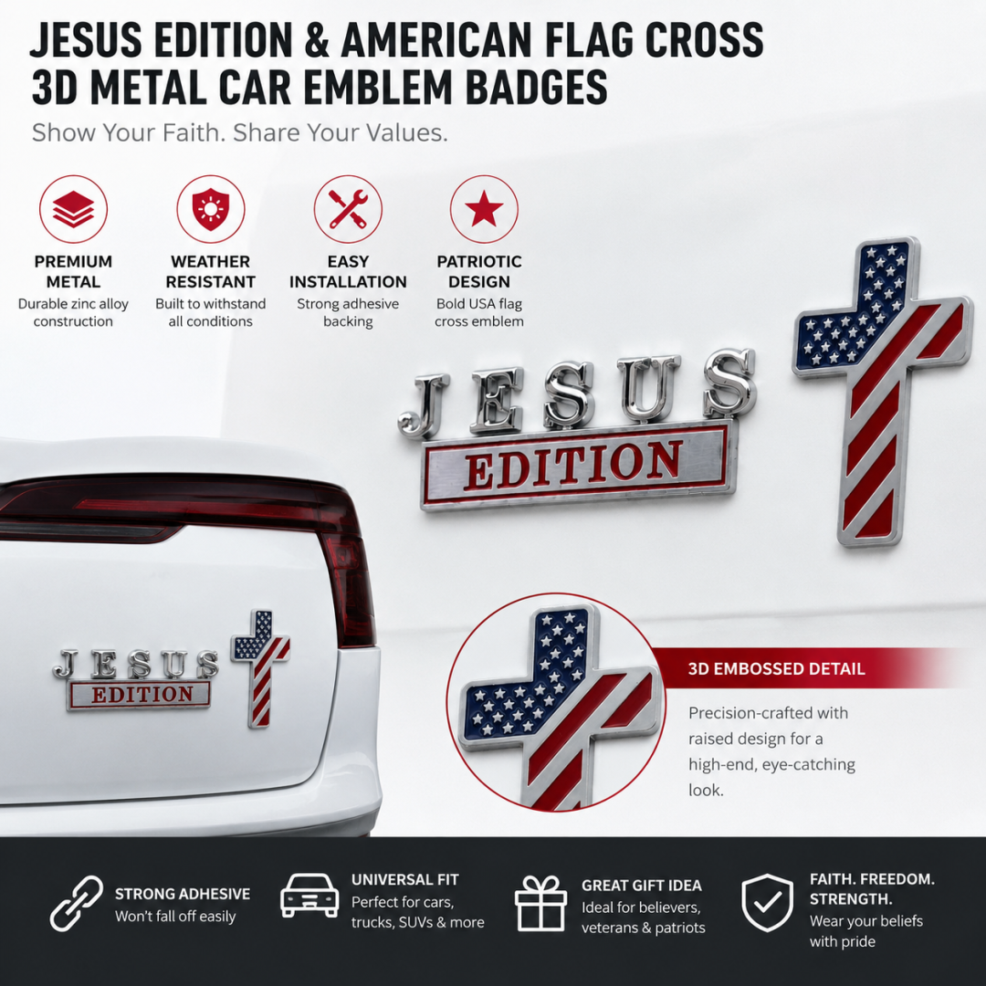 Blessed Jesus Edition Cross Emblem Metal Badge