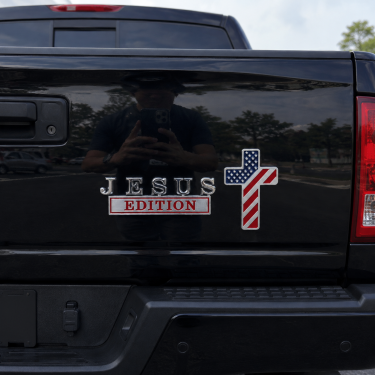 Blessed Jesus Edition Cross Emblem Metal Badge