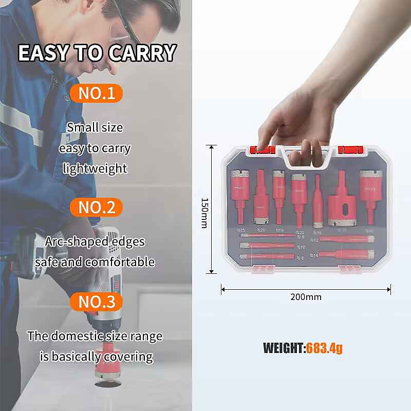 12Pcs Diamond Drill Bit Set 6-35mm Hole Saw for Glass Marble Granite Tile