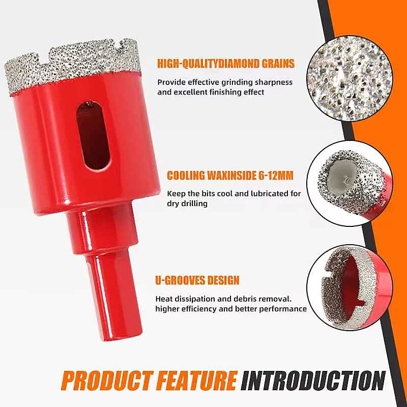 12Pcs Diamond Drill Bit Set 6-35mm Hole Saw for Glass Marble Granite Tile