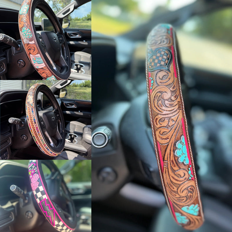🤠 Give Your Ride That Wild West Energy🛞Western Cowboy Steering Wheel C