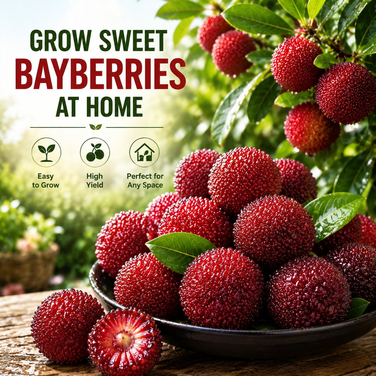 Giant Bayberry: Ping-Pong Ball Size, ⭐Strawberry-Cherry Fusion Flavor-100 Seeds