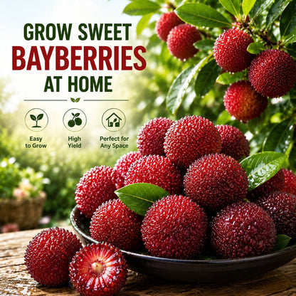 Giant Bayberry: Ping-Pong Ball Size, ⭐Strawberry-Cherry Fusion Flavor-100 Seeds