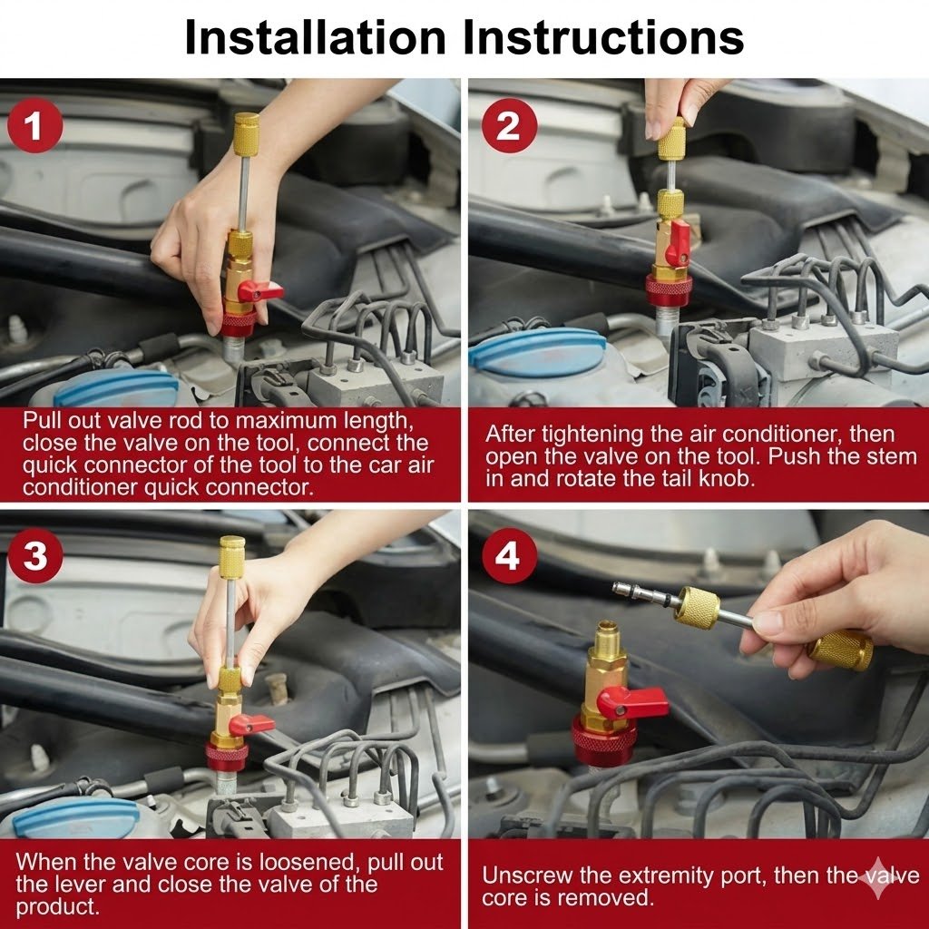 2 Pack Car AC Valve Core Tool