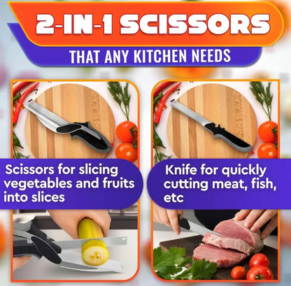 2-Pack 2-in-1 Kitchen Scissors with Cutting Board