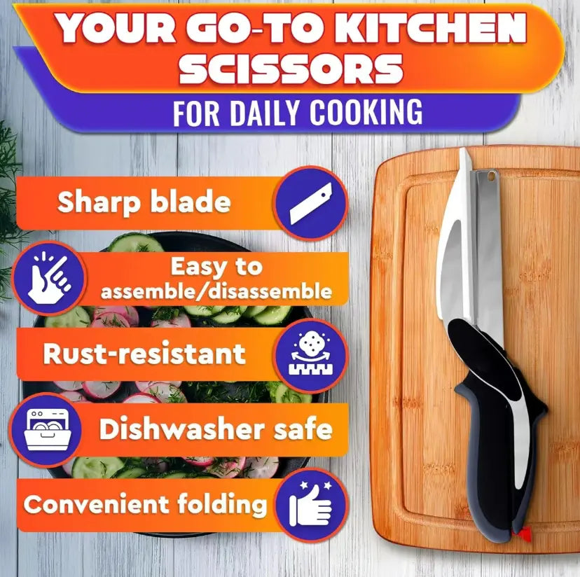 2-Pack 2-in-1 Kitchen Scissors with Cutting Board